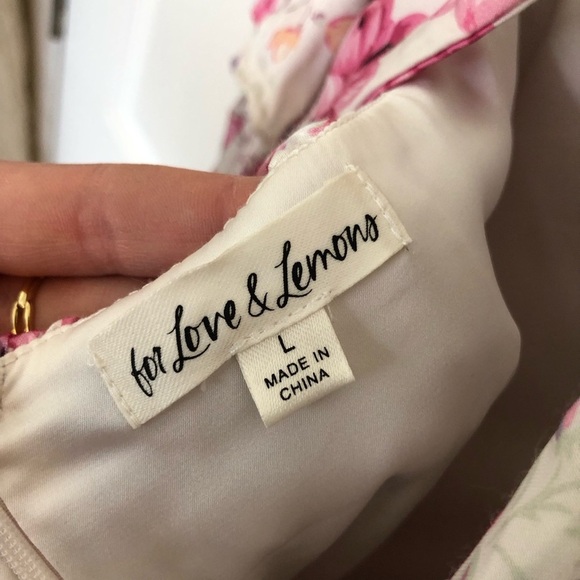 For Love & Lemons White and Pink Floral Lucia Mini Dress Size L - Picture 10 of 14